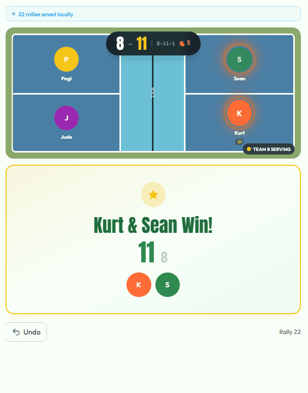 Live scoring screen
